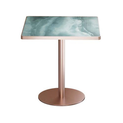 31.5 Inch Square Tulip Dining Table, Sintered Stone Marble Top Stainless Steel Base Indoor Outdoor Table