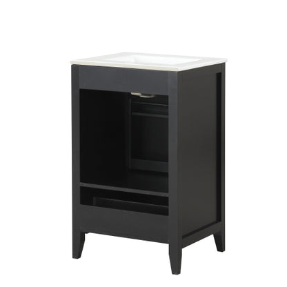 20" Bathroom Vanity with Sink, Bathroom Cabinet with Soft Closing Door, Storage Rack and A Drawer, Black