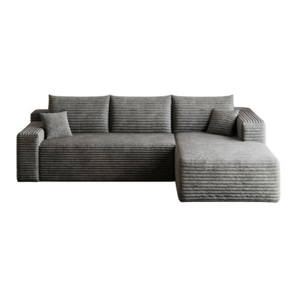 95-Inch Dark-Grey Plush Corduroy U-Shaped Cloud Modular Sectional Deep-Seat Corner Sofa No-Assembly for Living-Room