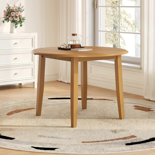 Extendable Round Dining Table for 2-4 People, Folding Wood Dining Table with Adjustable Size, Space-Saving Design for Small Apartments and Dining Areas - LIGHT BROWN
