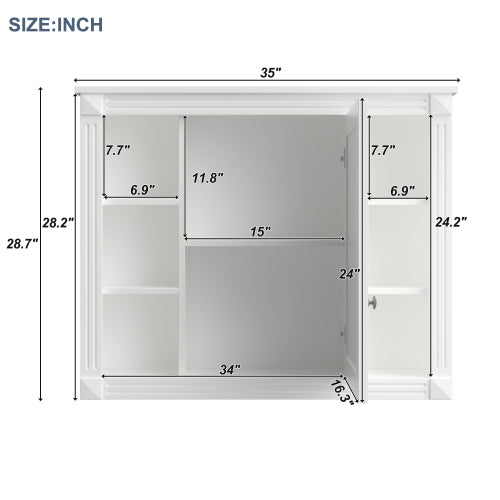 36'' Bathroom Vanity with Top Sink, Mirror Cabinet, Modern Bathroom Storage Cabinet with 2 Soft Closing Doors and 2 Drawers, Single Sink Bathroom Vanity