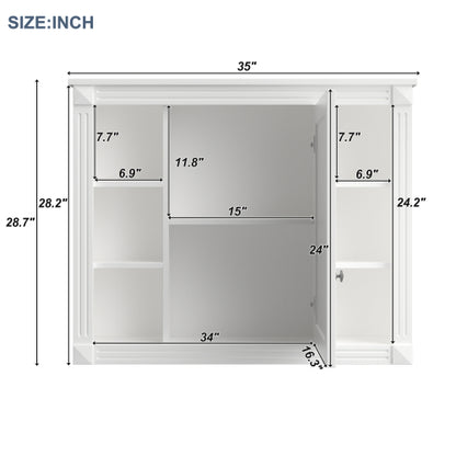 36'' Bathroom Vanity with Top Sink, Mirror Cabinet, Modern Bathroom Storage Cabinet with 2 Soft Closing Doors and 2 Drawers, Single Sink Bathroom Vanity