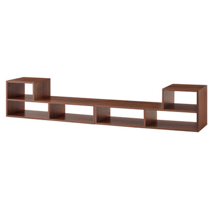Dark Walnut Modular TV Stand with Open Storage Entertainment Center