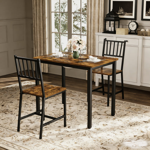 3-Piece Brown & Black Dining Set, Table & 2 Chairs
