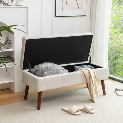 Storage Bench with Storage Bench for Bedroom End of Bed Bench Foot of Bed Bench Entryway Bench Storage Ottoman Bench 43.7inch  W x 18.1inch  D Off White Bench