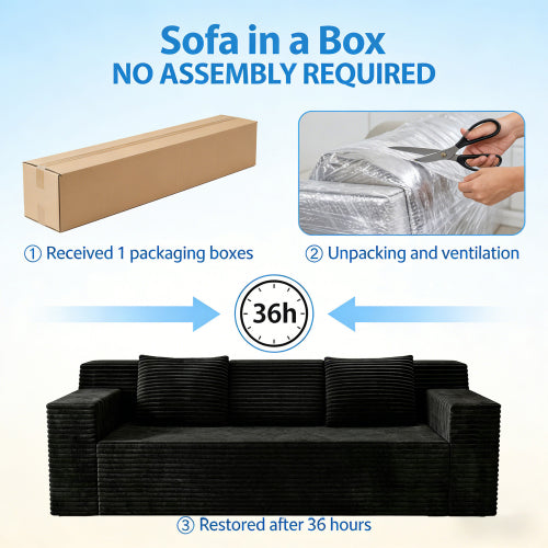 71 inch  Corduroy Modular L-Shaped 3-Seater Sofa, No Assembly Required