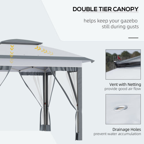 12' x 12' Pop Up Canopy Tent with Netting and Carry Bag, Instant Sun Shelter with 137 sq.ft Shade, Tents for Parties, Height Adjustable, for Outdoor, Garden, Patio, Gray