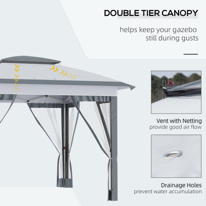 12' x 12' Pop Up Canopy Tent with Netting and Carry Bag, Instant Sun Shelter with 137 sq.ft Shade, Tents for Parties, Height Adjustable, for Outdoor, Garden, Patio, Gray