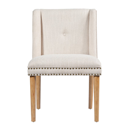 Rivet Upholstered Dining Chairs Set of 2 with Rubber Wood Legs