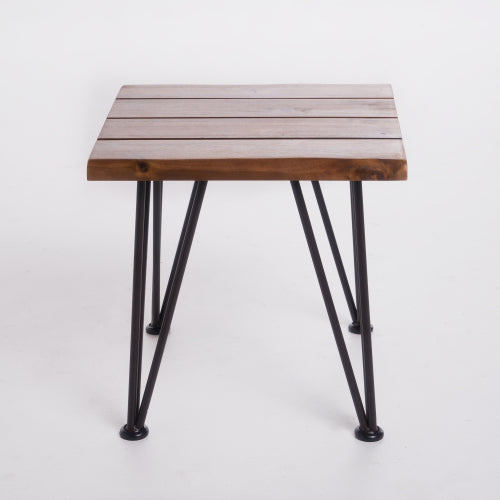 ZION INDUSTRIAL WOOD AND METAL COFFEE TABLE WITH ACCENT TABLE