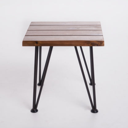 ZION INDUSTRIAL WOOD AND METAL COFFEE TABLE WITH ACCENT TABLE