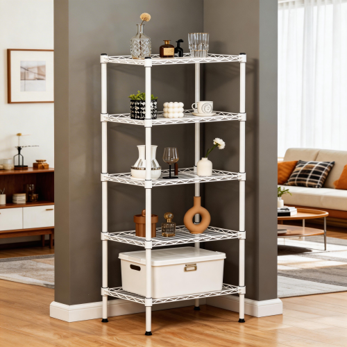5 Tier Adjustable Heavy Duty Metal Wire Storage Shelving Unit For Home
