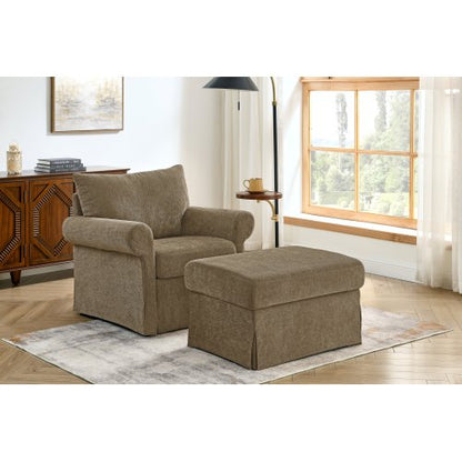 37.5 inch  Plush Chenille Accent Chair with Ottoman for Living-Room & Apartment