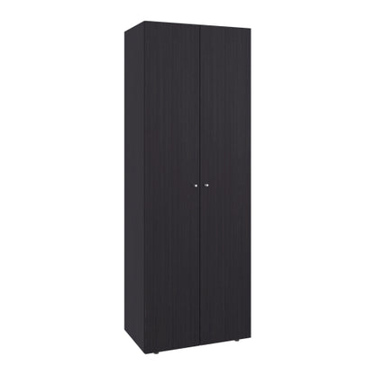 Home 2 Doors Closet System Armoire, Hanging Rod and Storage Shelf, Modern Armoire for Bedroom Organization Storage, Black