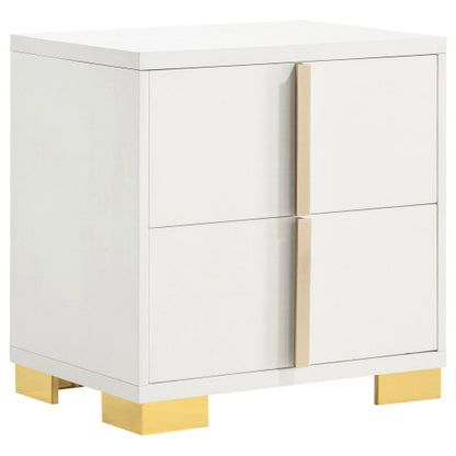 White Art Deco 2-Drawer Nightstand