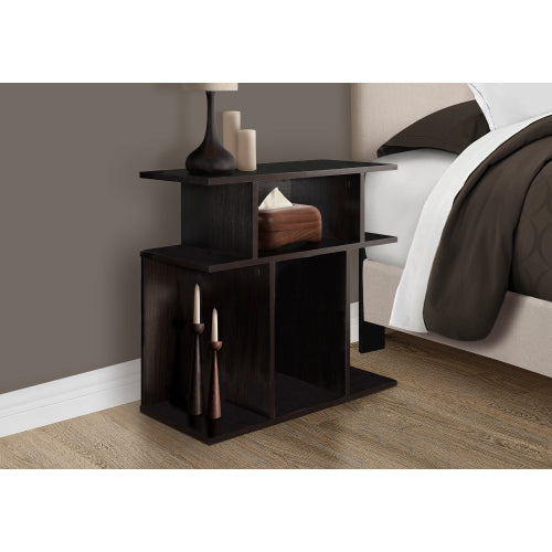 Modern 3-Tier Accent Table 6 Shelves Brown Laminate Storage Unit