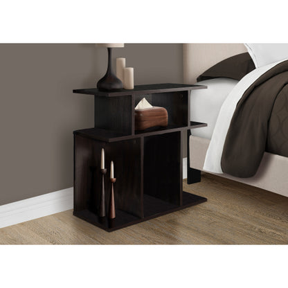 Modern 3-Tier Accent Table 6 Shelves Brown Laminate Storage Unit