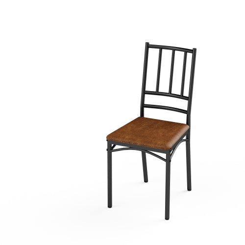4-Piece Walnut Industrial Dining Set, Table & 4 PU Benches