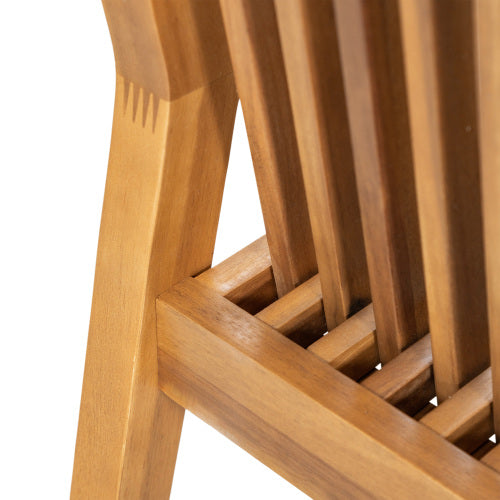 Patio Dining Chair Set of 2 - Sturdy Acacia Wood, Comfortable Waterproof Seating, 400 lbs Capacity, Natural Color Frame