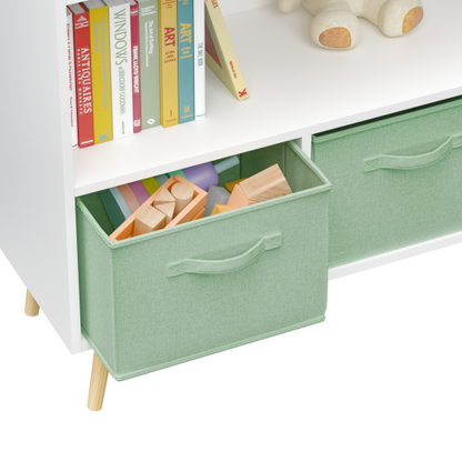 Kids Bookcase with Fabric Drawers and Toy Storage Organizer
