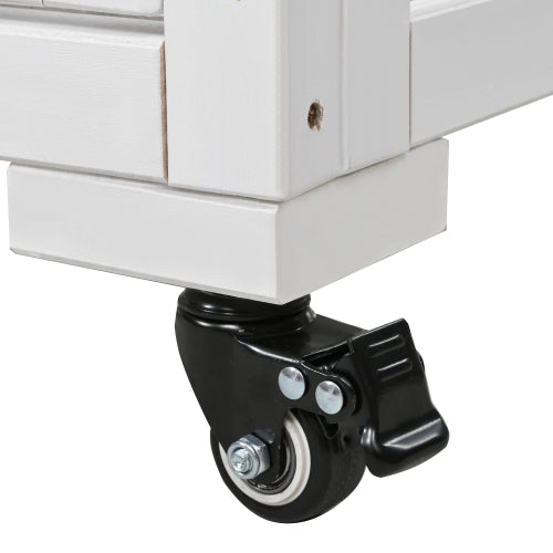 TOPMAX Patio 35.4inch x 17.7inch x 37.4inch Mini Wood Cold Frame Greenhouse with Wheels White