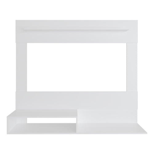 55.1 Inch White Wall-Mounted Floating Entertainment Center with Multi Open Storage Shelves