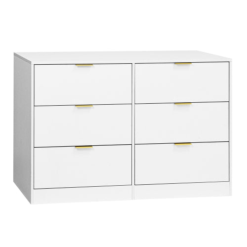 Modern 6-Drawer Dresser, Chest of Drawers for Bedroom, Living Room, Hallway, and Entryway - Large Storage Cabinet White