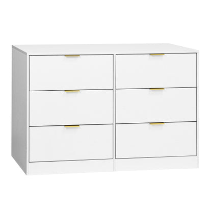 Modern 6-Drawer Dresser, Chest of Drawers for Bedroom, Living Room, Hallway, and Entryway - Large Storage Cabinet White