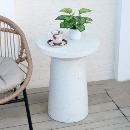 Outdoor 24" H MGO Terrazzo Side Table, White