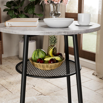 3 Pieces Round Bar Table Set, with backrest and partition,Small Dining Table for 2, Breakfast Table 2 Stools for Kitchen, Dining Room