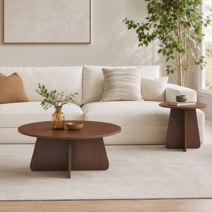 2-Piece Round Nesting Coffee Table Set with Crisscross Legs