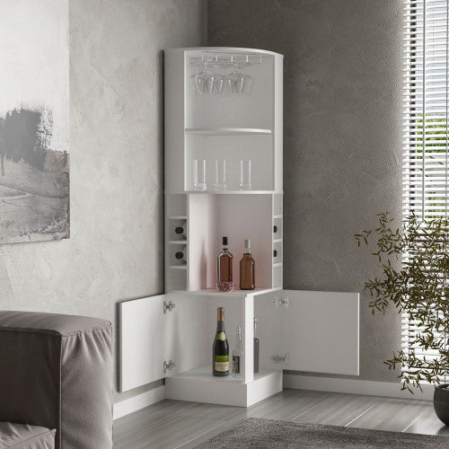 Corner Bar Cabinet, Double Door Cabinet, Glass Rack, Eight Built-in Wine Rack