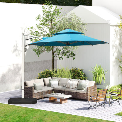 Round Cantilever Umbrella with Center Pole, Lake Blue (Base Not Included)