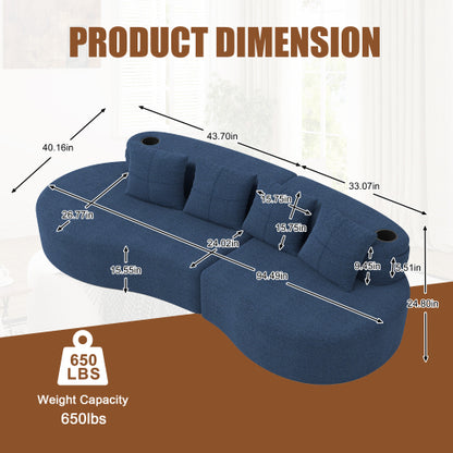 Modern Curved Sectional 3 Seat Minimalist Elegant Half Moon Sofa Compressed Modular Sectional Sofa for Living Room, Office, Apartment