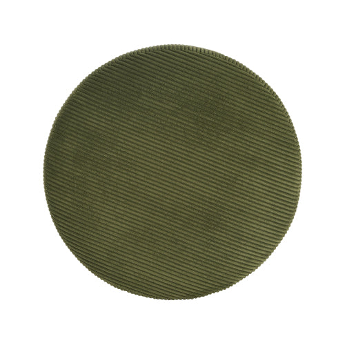 30.5 Inch Olive Green Corduroy Round Ottoman, Upholstered Modular Footrest with Spring & Foam Cushion Support