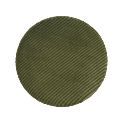 30.5 Inch Olive Green Corduroy Round Ottoman, Upholstered Modular Footrest with Spring & Foam Cushion Support