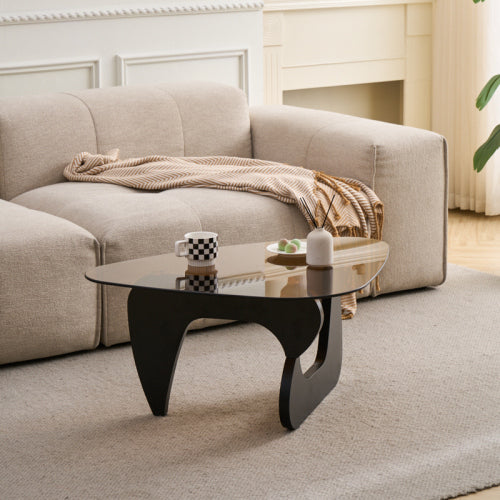 Small Farmhouse Glass Coffee Table, Black
