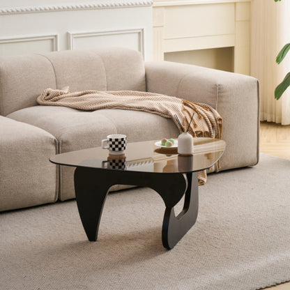 Small Farmhouse Glass Coffee Table, Black