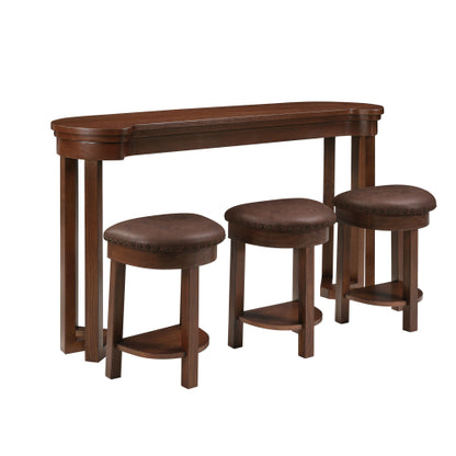 4-Piece Cherry Solid Wood Bar Set, 60inch  Table & 3 PU Stools