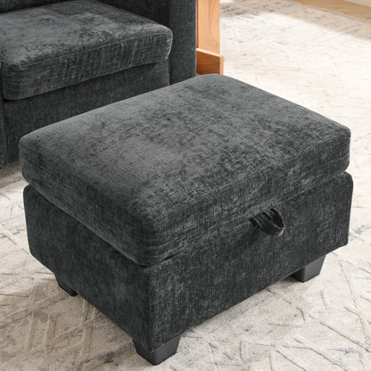 Black Manual-Adjust Recliner Chair with USB, Storage & Ottoman