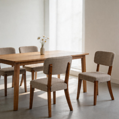 Armless Wood Dining Chairs with Upholstered Seats, Set of 2, Brown
