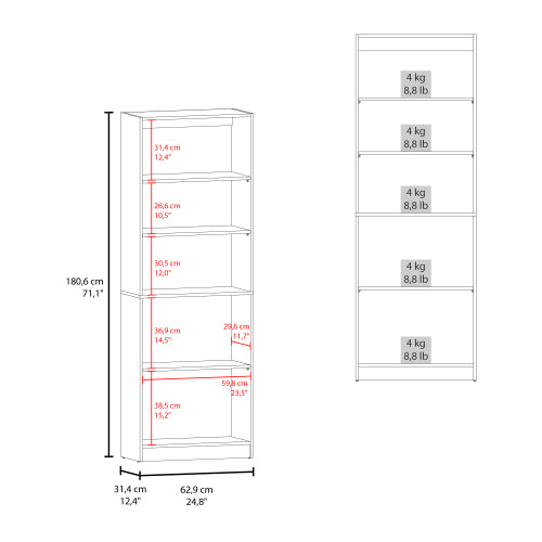 Bookcase with Open Storage and 2 Doors, Natural Oak/White