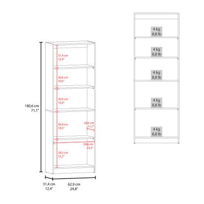 Bookcase with Open Storage and 2 Doors, Natural Oak/White