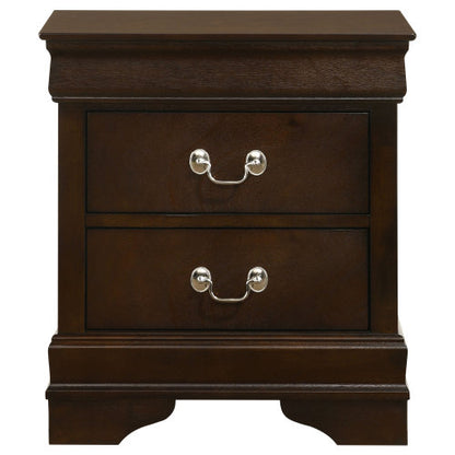 Cappuccino 2-Drawer Nightstand with Bail Handles