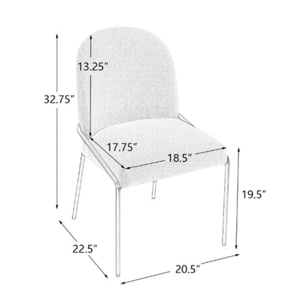 Modern Dining Chairs Set of 2, Light Grey Polyester Upholstered Chairs with Bronze Iron Frame