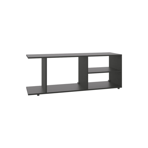 17.8 Inch Modern Black Low Profile TV Stand with 4 Shelves & 4 Sturdy Support Legs