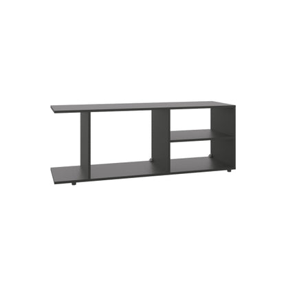 17.8 Inch Modern Black Low Profile TV Stand with 4 Shelves & 4 Sturdy Support Legs