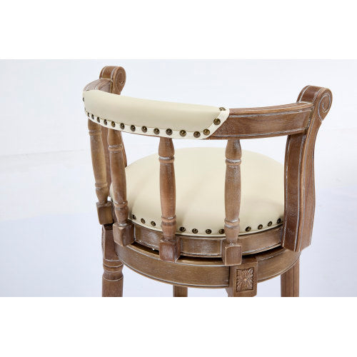 Cow top Leather Wooden Bar Stools, 360 Degree Swivel Bar Chair with Backs,Bar height Couner Height Barstools  for Home Kitchen Dining Room and Bar Room(Beige 1pc)