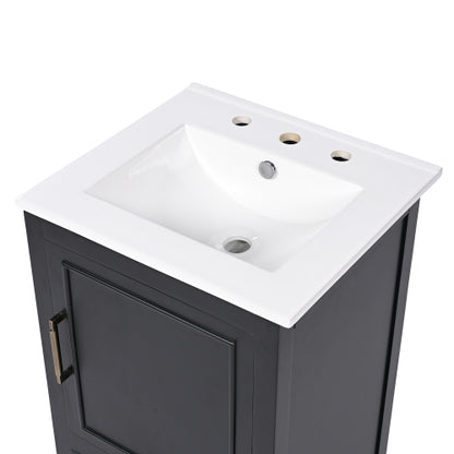 20" Bathroom Vanity with Sink, Bathroom Cabinet with A Door, Door Shelf Storage and Adiustable Foot Pads, A Drawer, Black
