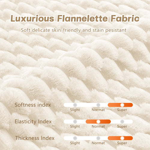 White Flannelette Modular Ottoman, No-Assembly Upholstered Stool with Curved Armrest & Anti-Slip Base